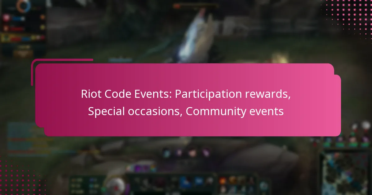 Riot Code Events: Participation rewards, Special occasions, Community events